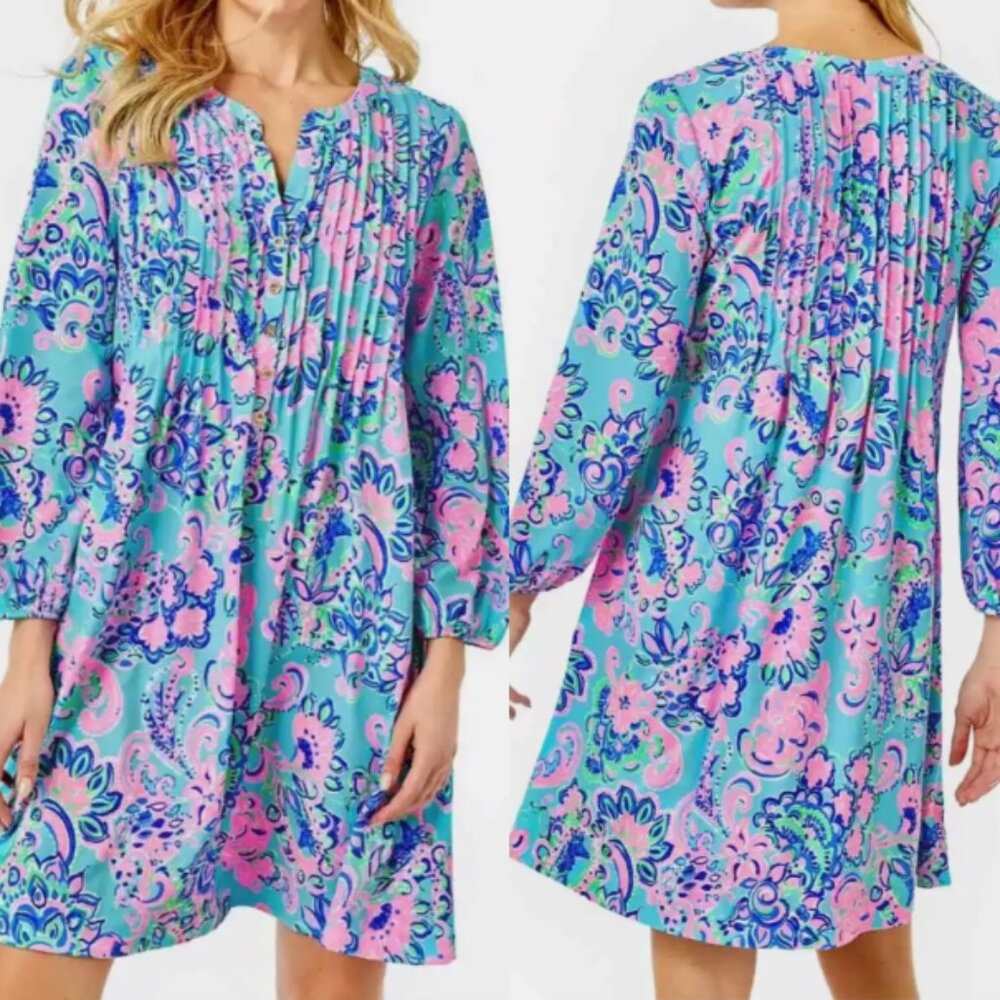 Lilly Pulitzer sz Med UPF 50 Chillylilly Seana Horizon Jungle Sunrise Dress EUC